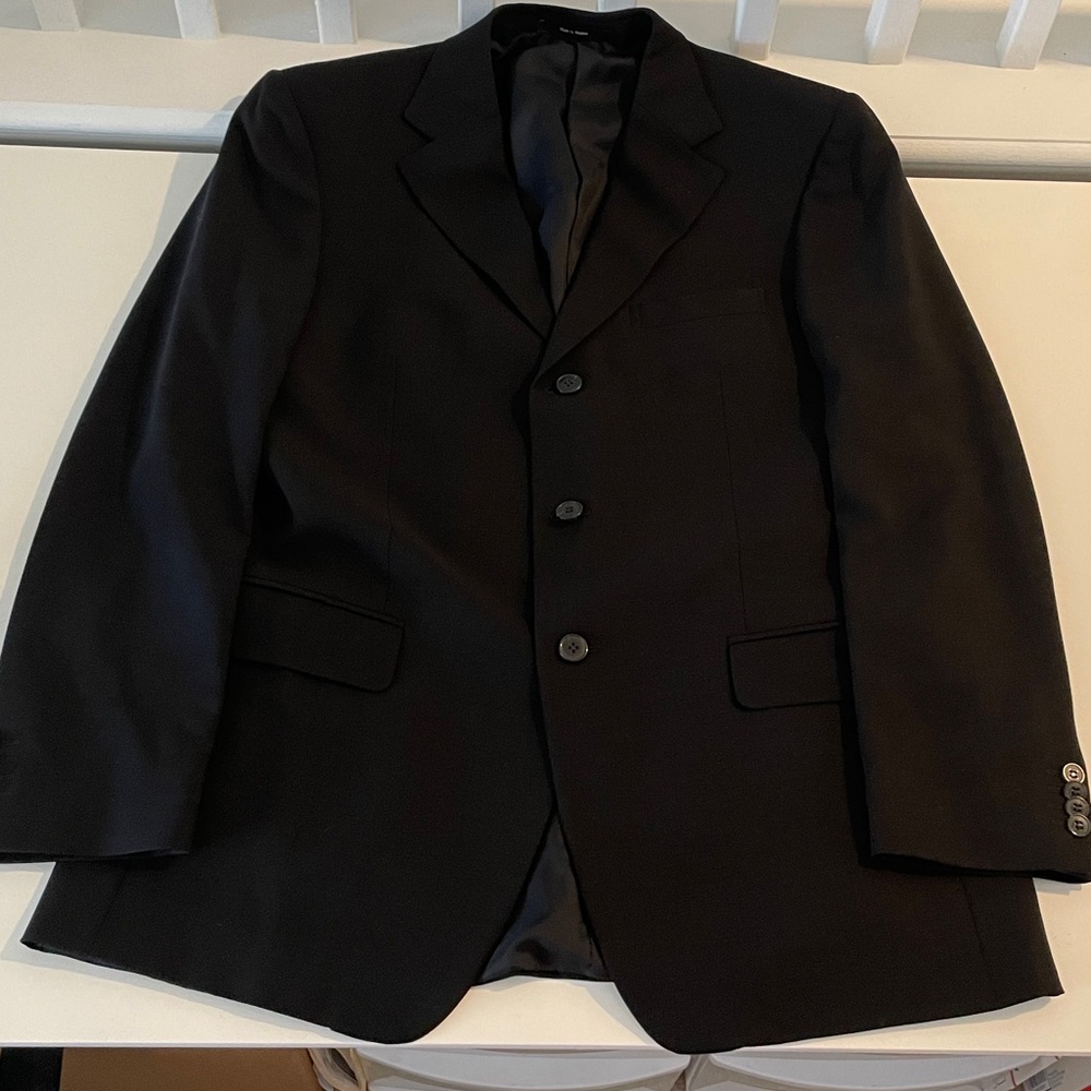 Ermenegildo Zegna Black Three Button Blazer Super Soft Wool Size 52R